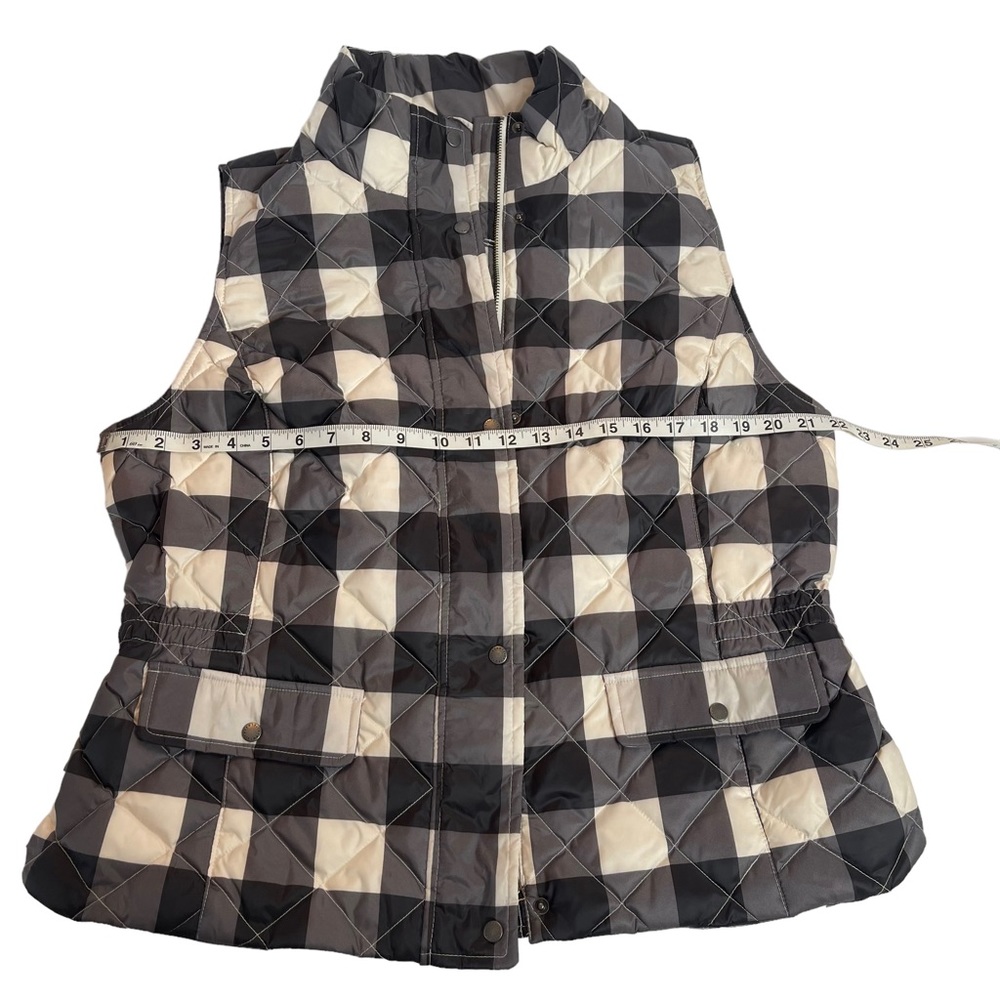 Talbots Black and White Plaid Puffer Vest Size Large - Picture 8 of 9